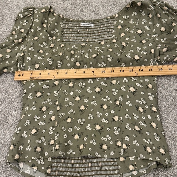 NWOT Reformation Cave Blouse Green Cera Floral Ditsy Romantic Size 10 - Picture 10 of 11